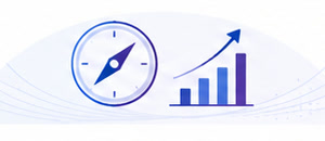 A compass beside a rising chart