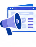 A megaphone in front of a social feed