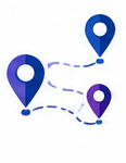 Map pins connected by a route